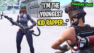 I found the youngest kid RAPPER in Fortnite random duos... (He FREESTYLED in my game)