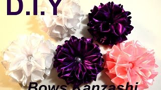 Праздничный бант из атласных лент/Хит продаж/Пышный бантик/Kanzashi Bows/D.I.Y