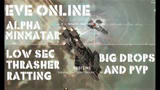 Eve Online Alpha Goes to Low Sec Minmatar Ratting Thrasher. Big ISK and 'Making Friends'