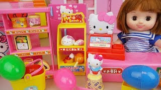 Hello Kitty mini mart and Baby doll surprise eggs toys play