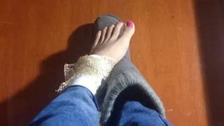 Girlfriend with sprain ankle BAREFOOT / sexy feet