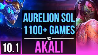 AURELION SOL vs AKALI (MID) | Rank 1 Aurelion Sol, 1100+ games, KDA 7/2/10 | Korea Master | v10.1