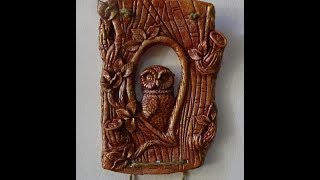 Интерьерное панно ,, Филин ,,  Работа из соленого теста.М.К.1 часть
