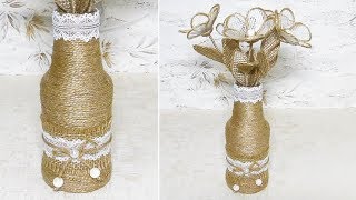 Ваза для цветов из джута. Самый простой способ изготовления.