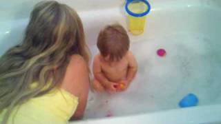 Bodie's first bubble bath