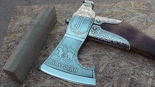КАК ЗАТОЧИТЬ ТОПОР ДО БРИТВЕННОЙ ОСТРОТЫ.