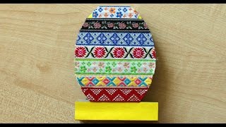 Как сделать яйцо из картона и лент. Пасхальные поделки для детей.