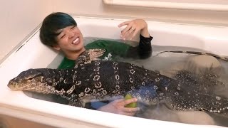 テン君と一緒にお風呂に入って体を洗ってみた！