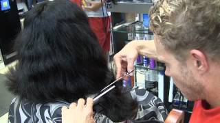 Sexy shoulder length women's long hair haircut / Vertical slide cutting method / Paul Mitchell