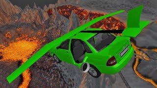 МАШИНЫ ПРЫГАЮТ и ЛЕТАЮТ через ВУЛКАН Beamng Drive