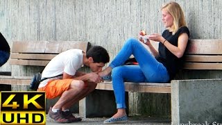 Prank! Kissing girls feet (how to pick up girls)