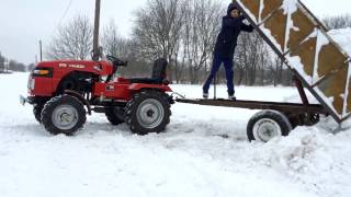 Вывожу снег/ МИНИТРАКТОР / Прицеп самосвал!