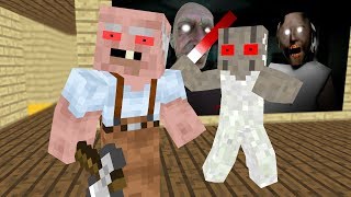 Monster School : GRANNY VS GRANDPA HORROR GAME CHALLENGE - Minecraft Animation