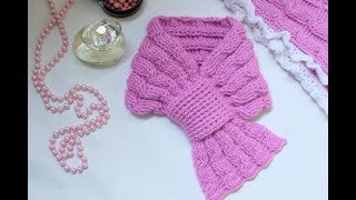 Шарф крючком узором "КОСЫ"//Узор косы//Crochet scarf with braid pattern