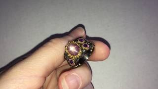 HANDMADE! Серебряное кольцо Звёздчатый Рубин-Аметист