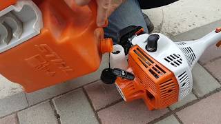 STIHL газонокосилка, новая, как собрать, запустить мотор