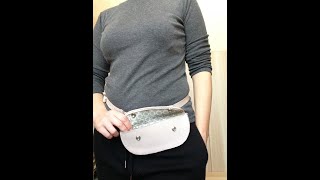 Поясная сумочка светлая бежевая на кнопках. Leather Shop Sunfu Alena