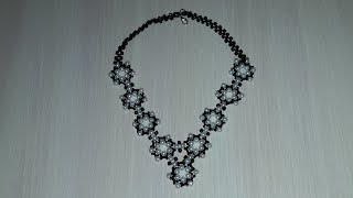 Колье из бисера и бусин "Цветочки"/Necklace of beads and beads "Flowers"