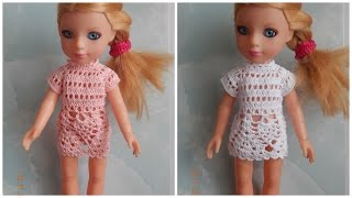 Одежда для кукол крючком. Ажурная туника.