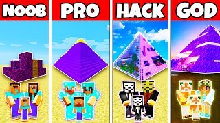 Minecraft: FAMILY PORTAL PYRAMID BASE BUILD CHALLENGE - NOOB vs PRO vs HACKER vs GOD in Minecraft