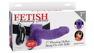 7” Vibrating Hollow Strap-On With Balls