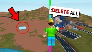 USING ADMIN COMMANDS TO DELETE THE JAILBREAK MAP! (Roblox)