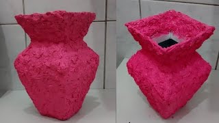 Como fazer acabamento de vaso com papel crepom - vaso de caixa de leite!