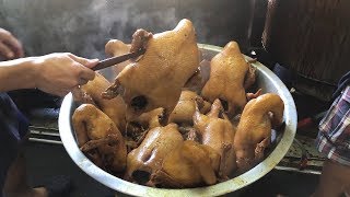 Thai Street Food 2019 - Steamed duck with herbs - Delicious Thai Food - Nakhon Pathom Thailand