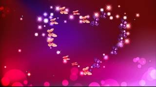Фон для видеомонтажа Бабочки и сердце HD Video Background