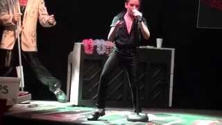 11 Year old Elvis Presley fan takes the stage at the Rock n' Roll Cafe in Graceland, Memphis (Gavin)