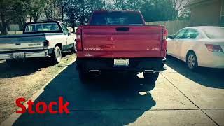 2019 Silverado Custom Trail Boss 5.3 Flowmaster 40 Series Before and After