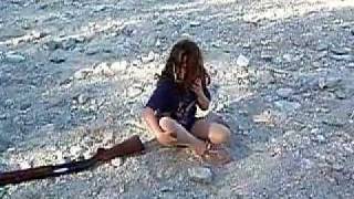Trinity gets blown away by shotgun after shooting it for first time at Picacho. 2-13-12