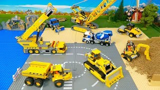 Lego Bulldozer, Concrete Mixer, Dump Truck, Mobile Crane , Tractor, Excavator Toy Vehicles for Kids