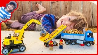 Lego City Excavator and Dump Truck Time Lapse Build