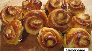 Булочки розочки с творогом