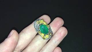 Серебряное кольцо с зелёным агатом