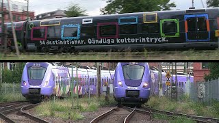Tåg i Lund SJ, Svart Öresundståg, Pågatåg Ny reklam / Train Lund