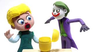 Elsa & Spiderman Kinder surprise egg Superhero stop motion cartoon play doh video for kids