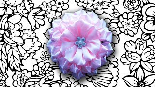 DIY Делаем атласный цветок канзаши МК