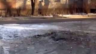 Последствия ночного обстрела Донецка 12.02.2015. Киевский район