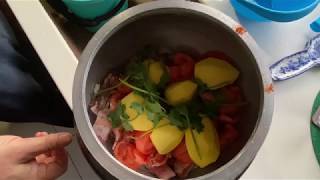Приготовление мяса в казане