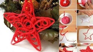 Рождественская Звезда из ниток и клея