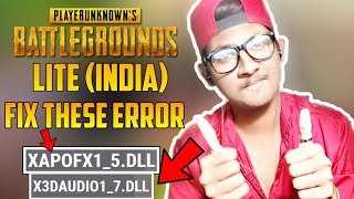 PUBG PC LITE INDIA ERROR FIXED | x3daudio1_7.dll was not found | xapofx1_5.dll was not found FIXED