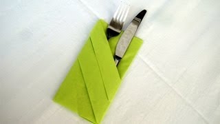 Servietten falten: Bestecktasche Falten - Einfache Tischdeko z.B. Hochzeit