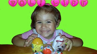 Miss Katy Открываем Киндер Сюрприз вместе   KinderToysShow Open Kinder Surprise with girl Polya