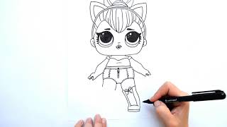 ?Как нарисовать куклу лол Kitty Queen Китти Квин, Королева Китти | How to draw Kitty Queen lol doll