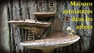 Maisons miniatures dans les arbres