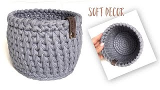 Круглая корзина из трикотажной пряжи | Узоры крючком | Сrochet basket