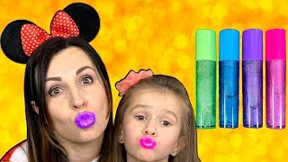 COLOR LIPS How to make lip gloses Educational video for kids\ Beauty Salon with JoyJoy Lika