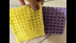 Интересный 3D вафельный узор. Вязание спицами.